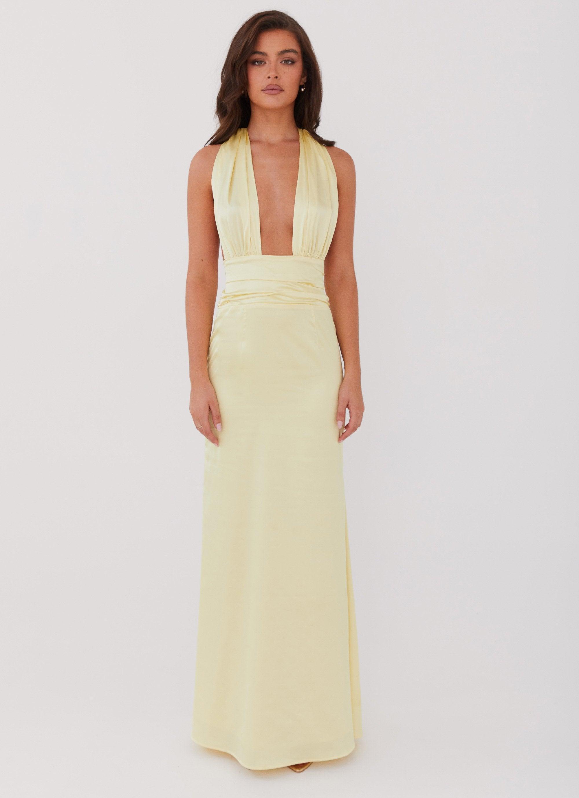 Lovelust Halterneck Maxi Dress - Lemon Product Image