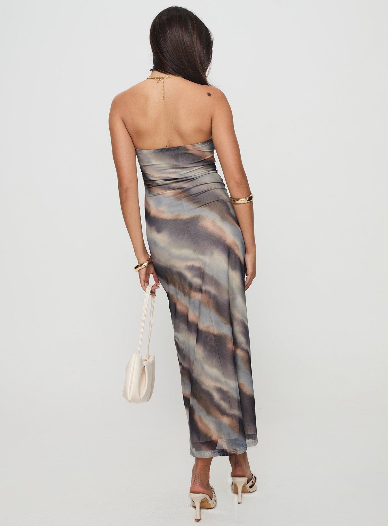 Pinacle Strapless Maxi Dress Brown Product Image