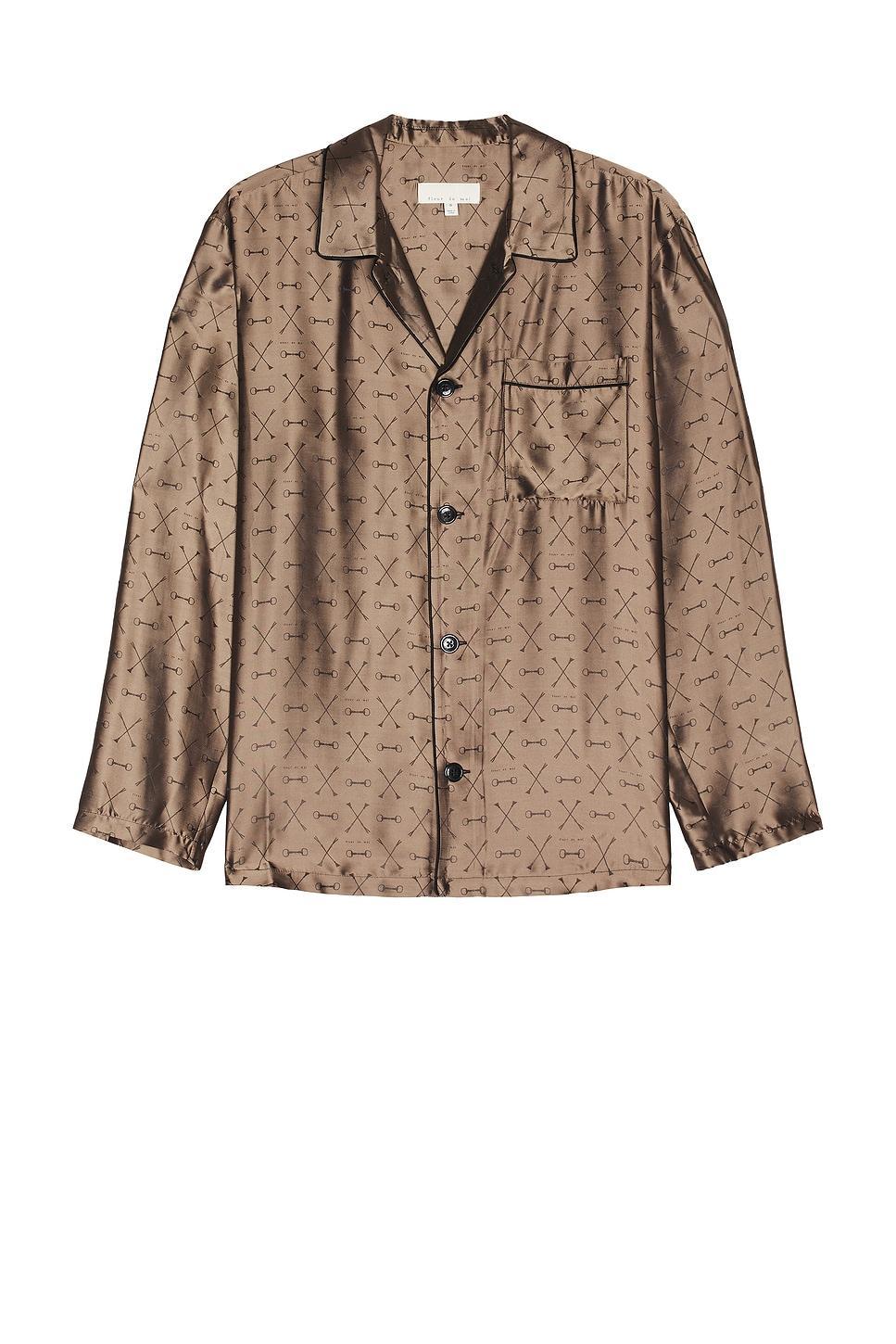 fleur du mal Men's Jacquard Pj Top Brown. (also in M, S, XL/1X). Product Image