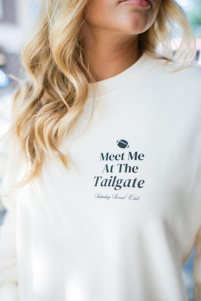 Meet Me At The Tailgate Black Ivory Comfort Colors Graphic Sweatshirt Product Image