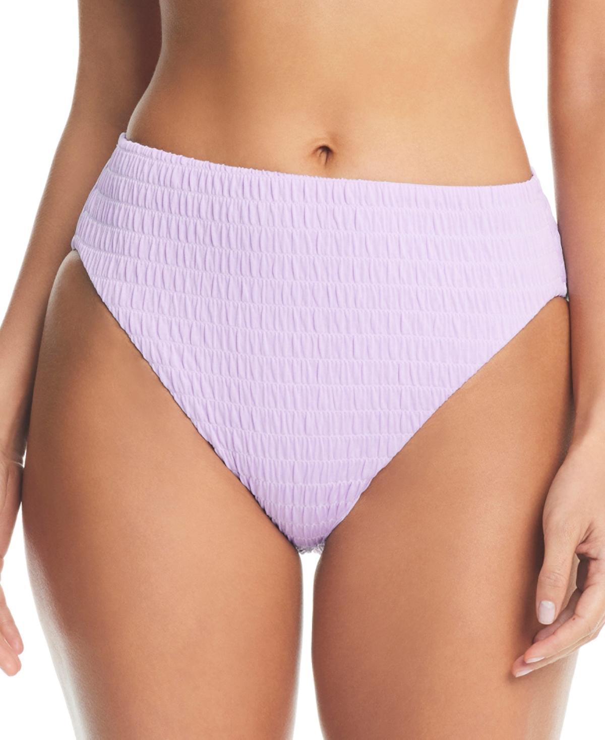 Bar Iii Womens Pucker Up Textured High Rise Bikini Bottom, Created for Macys Product Image