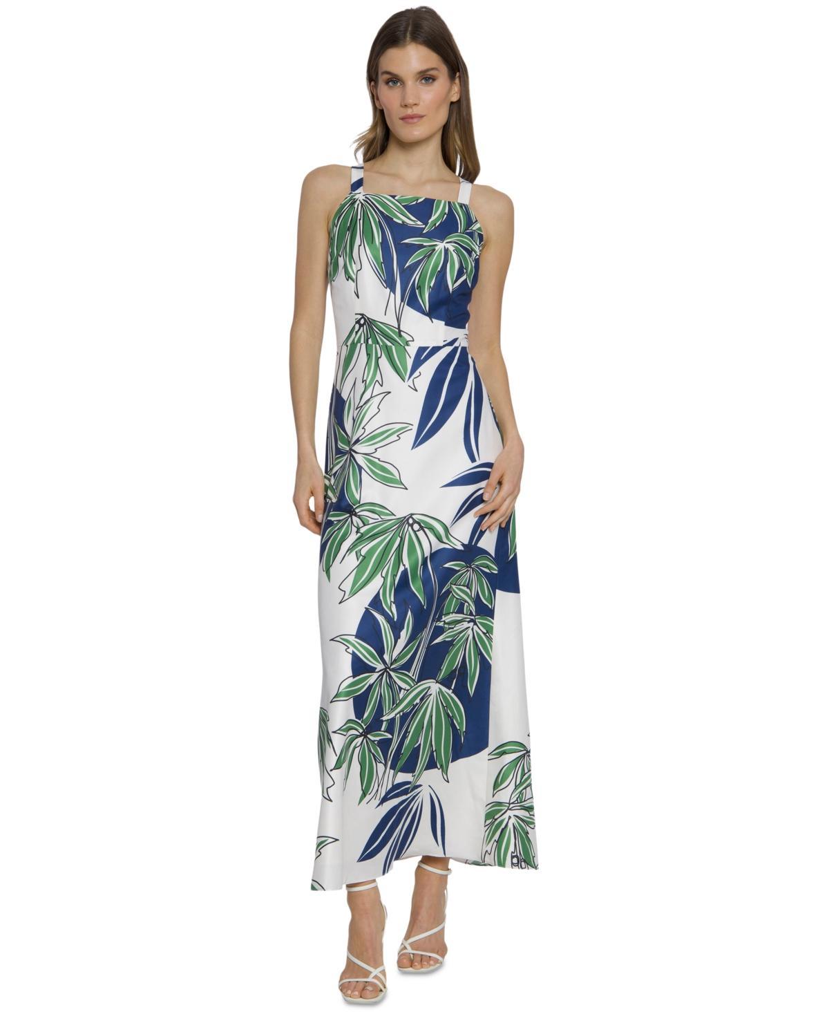 Women's Palm-Print Square-Neck Maxi Dress Product Image