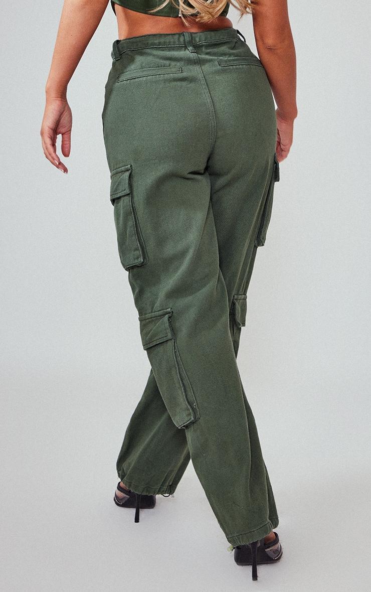 Dark Khaki Cargo Pocket Toggle Hem Jeans Product Image