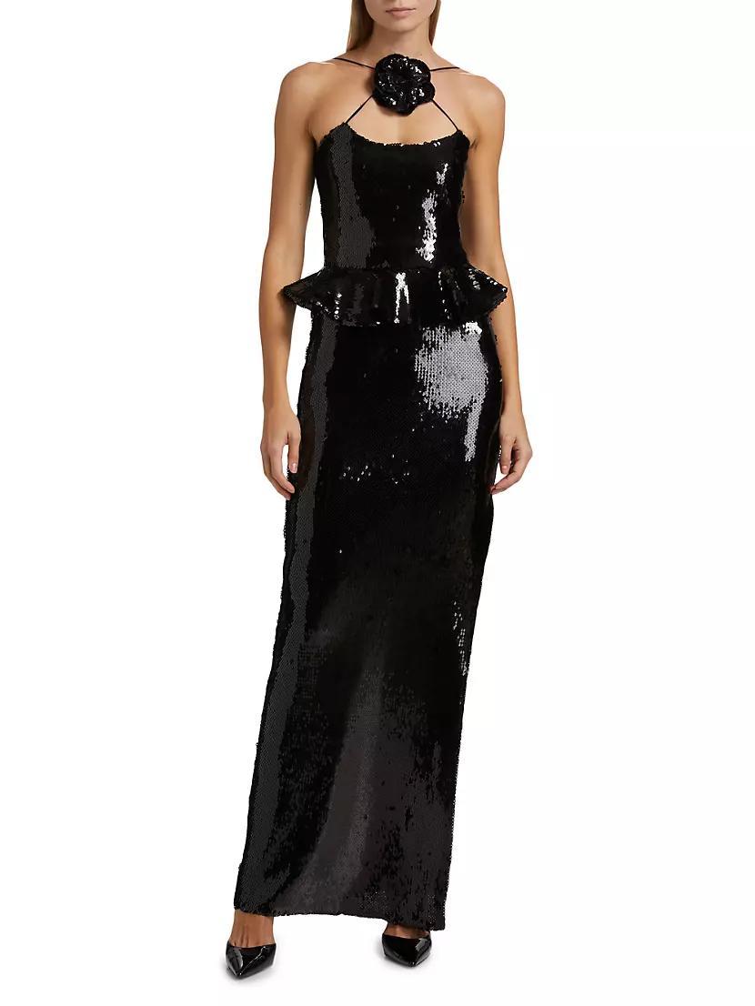 Sequined Peplum Gown Product Image