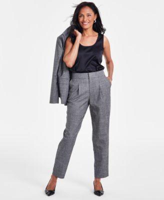 I.n.c. International Concepts Womens High-Rise Pleated Plaid Pants, Created for Macys Product Image