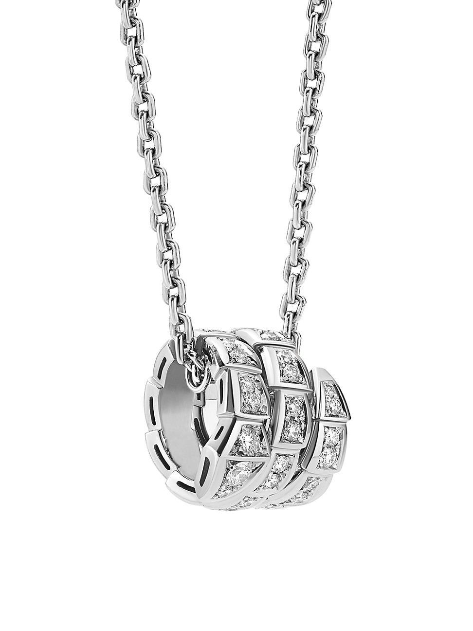 Womens Serpenti Viper 18K White Gold & Pav Diamond Pendant Necklace Product Image