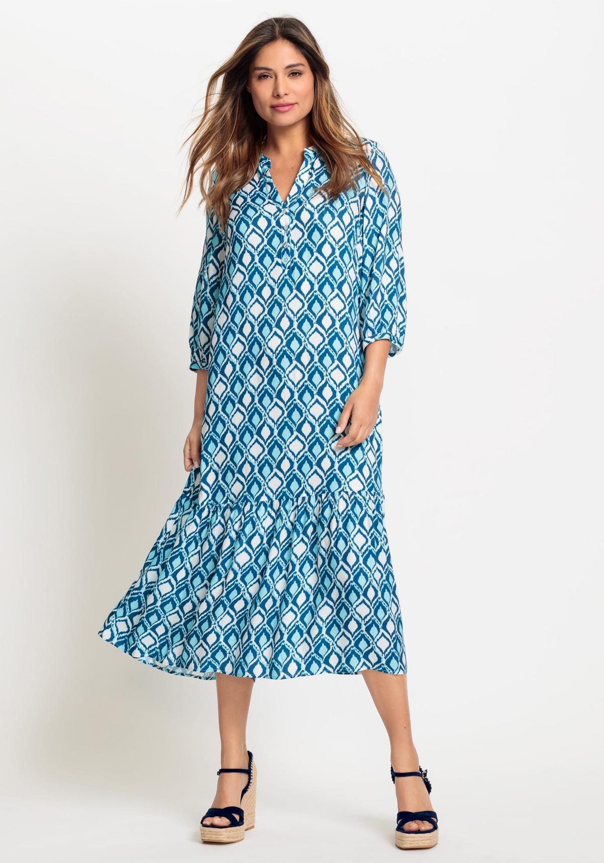 Olsen Womens 3/4 Sleeve Ikat Print Maxi Dress Product Image