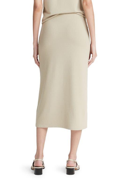 VINCE Side Drape Knit Midi Skirt In Beige Product Image