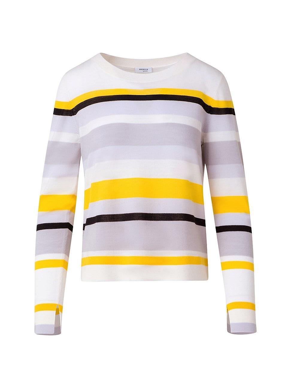 Womens Striped Wool Crewneck Sweater Product Image