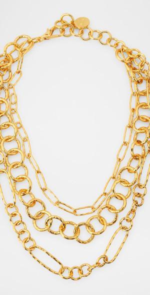 Hammered Gold Multi-Chain Necklace Product Image