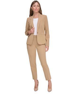 Tommy Hilfiger Womens One Button Blazer Faux Wrap Top Slim Leg Ankle Pants Product Image