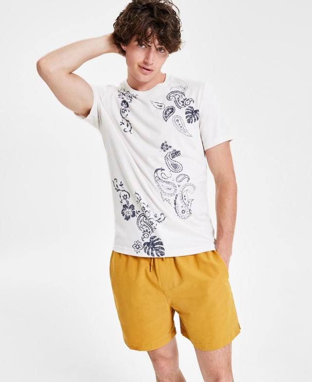 Sun + Stone Mens Brody Short Sleeve Crewneck Paisley Print T-Shirt, Created for Macys Product Image