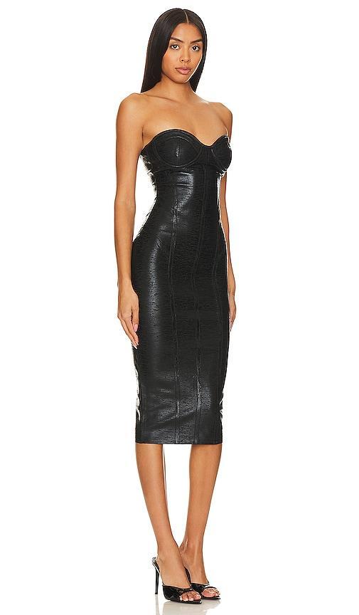 Charlize Strapless Coated Knit Bodycon Midi Dress Product Image