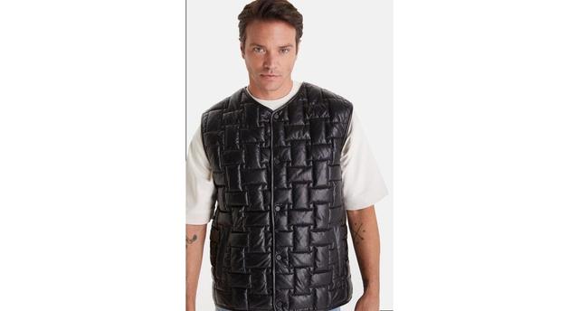 Men's Genuine Leather Vest, Black Product Image