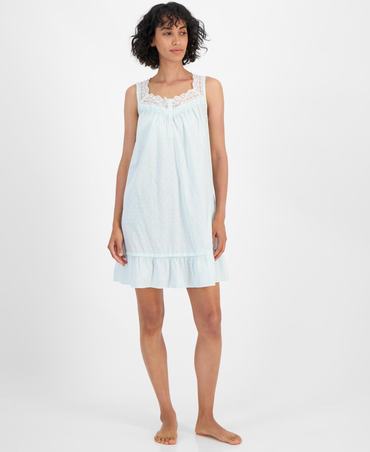 Charter Club Womens Cotton Lace-Trim Chemise, Created for Macys Product Image