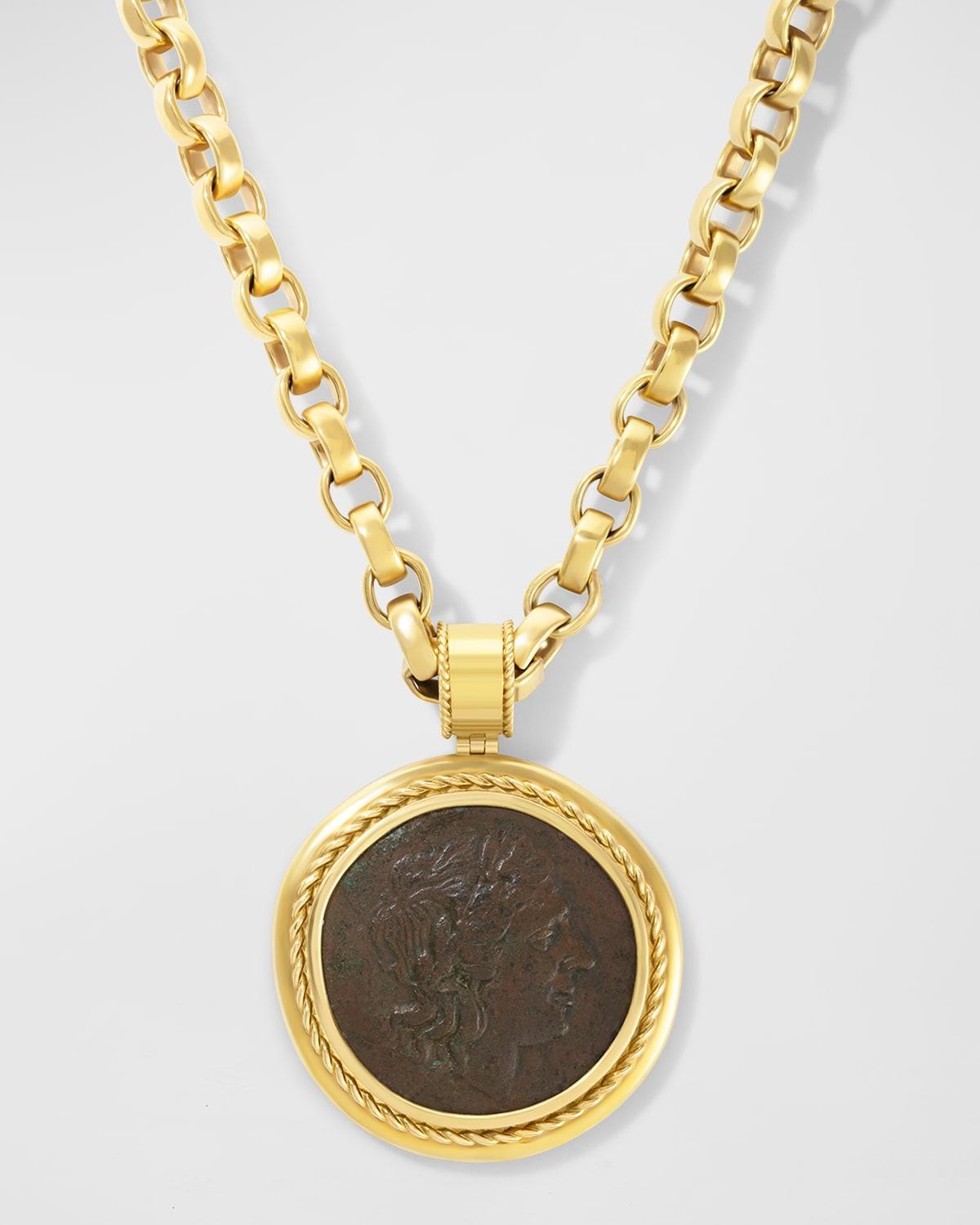 Mens 18K Yellow Gold Apollo Coin Pendant Product Image