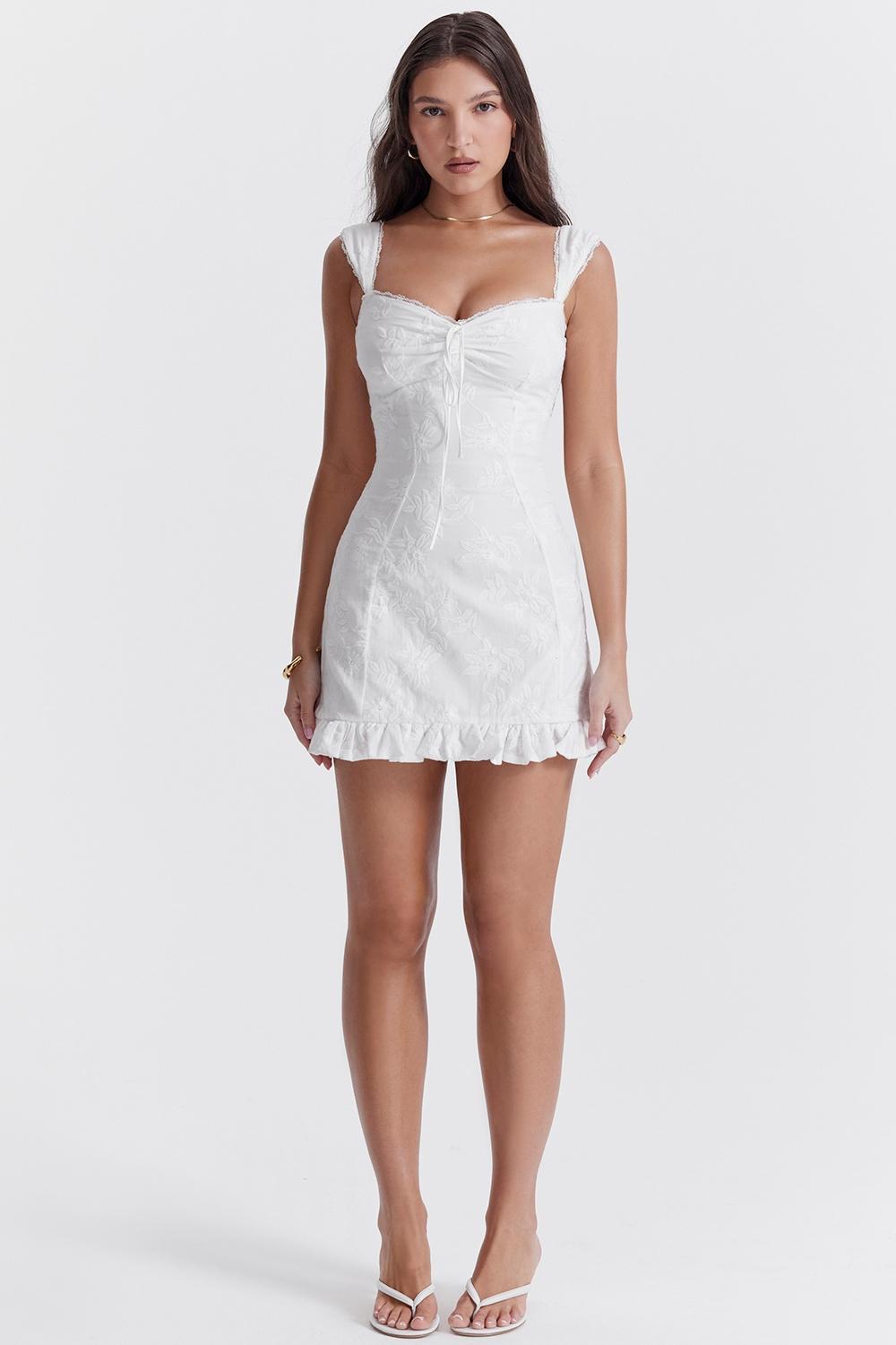 Odessa White Embroidered Mini Dress Product Image