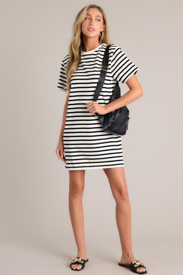 Weekend Wonder White Stripe 100% Cotton Mini T-Shirt Dress Product Image