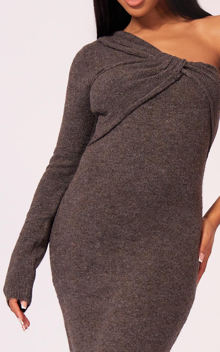 Chocolate Luxe Knit Twist Front Midi Dress Product Image