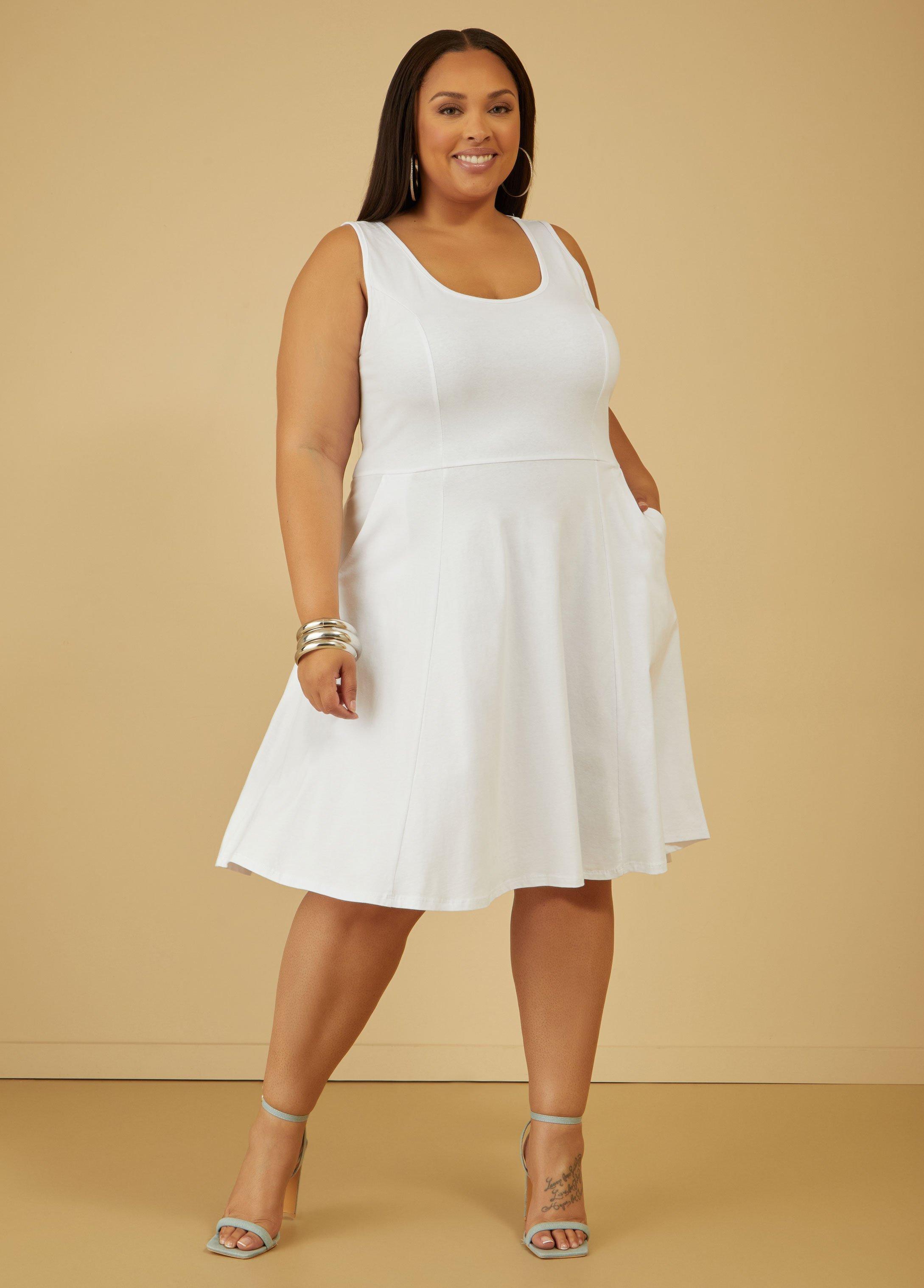 Plus Size Jersey A Line Tank Dress, - Ashley Stewart Product Image