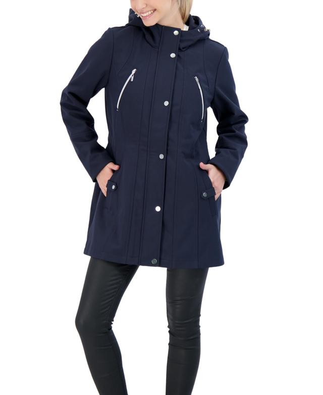 Womens Sebby Collection Hood Water-Resistant Anorak Jacket Blue Product Image