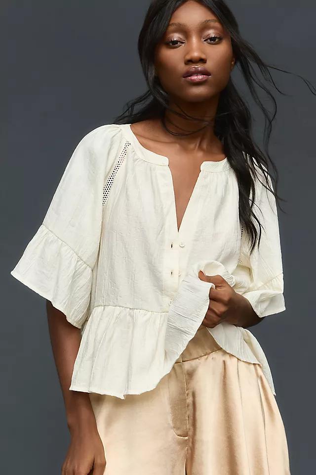 By Anthropologie Short-Sleeve Peplum Swing Top Product Image