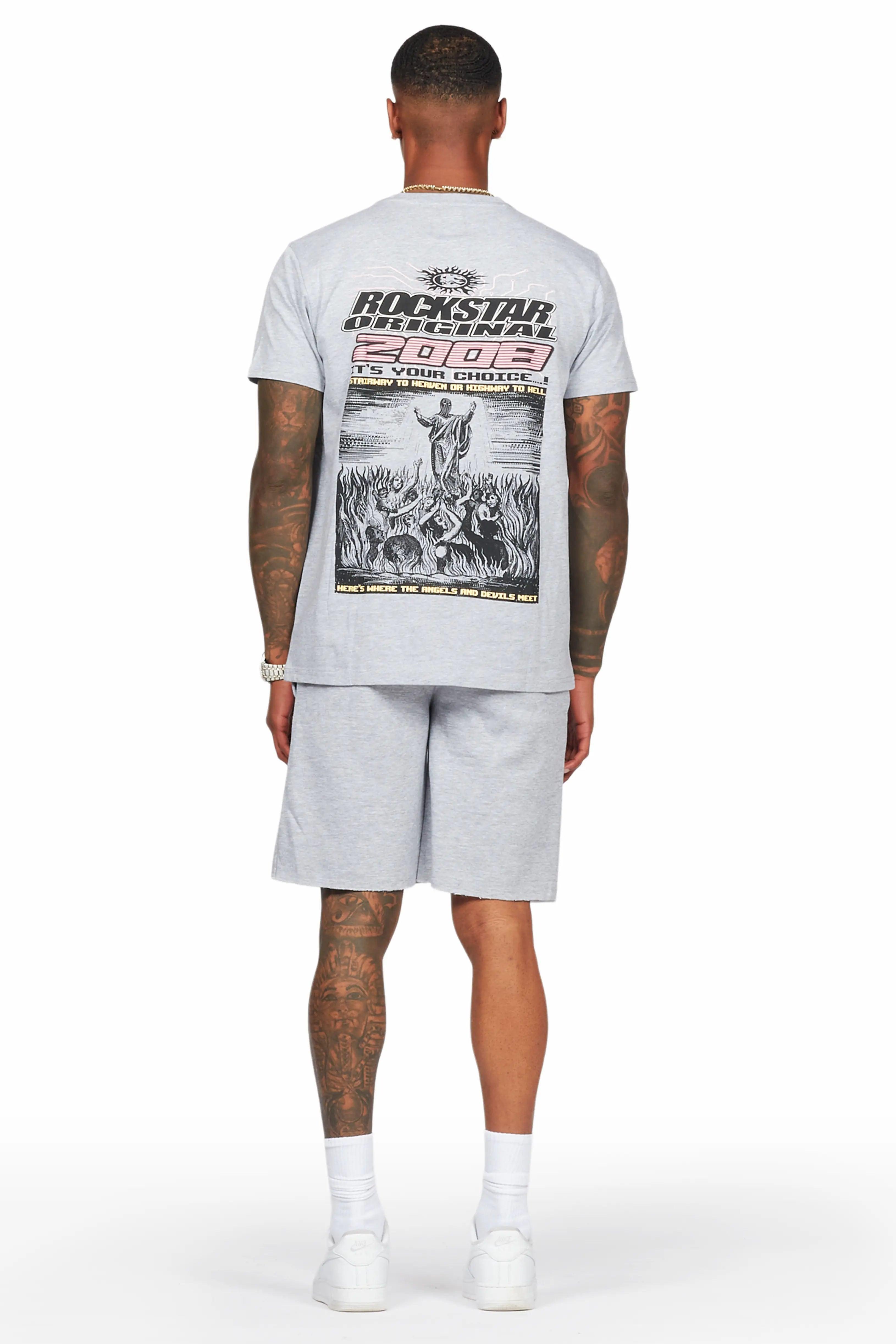 Sky Heather Grey T-Shirt/Short Set Male Product Image