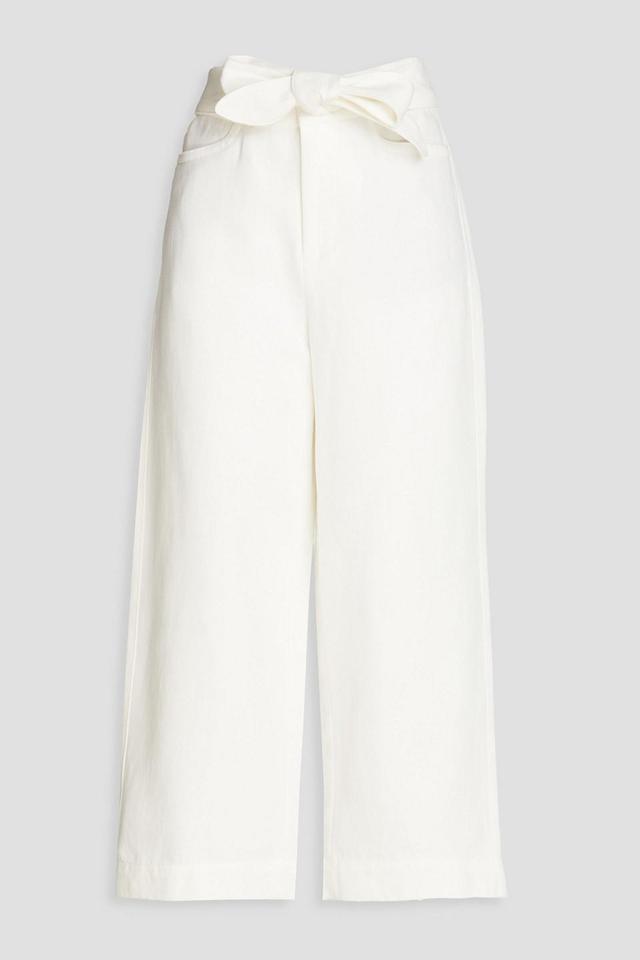 Cotton And Linen-blend Chambray Culottes In White Product Image