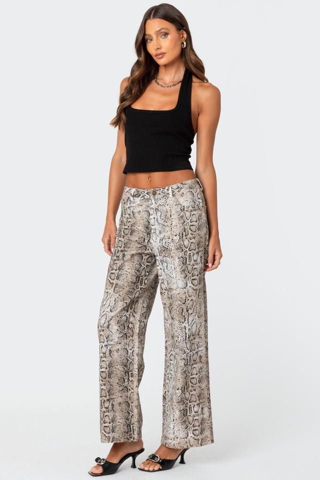 Snakeskin Printed Low Rise Jeans Product Image