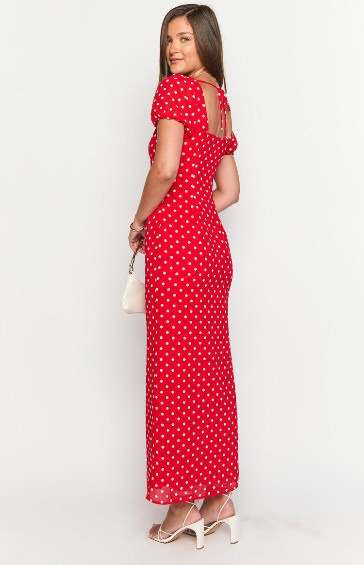 Lovella Red Polka Dot Maxi Dress Product Image