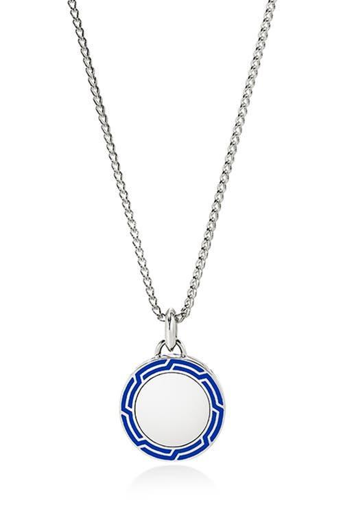 Mens Sterling Silver & Enamel Tag Pendant Necklace Product Image