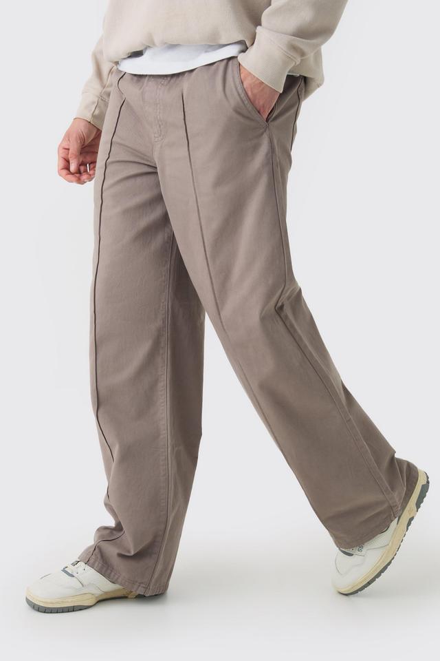 Elasticated Waist Wide Leg Pintuck Chino Pants | boohooMAN USA Product Image