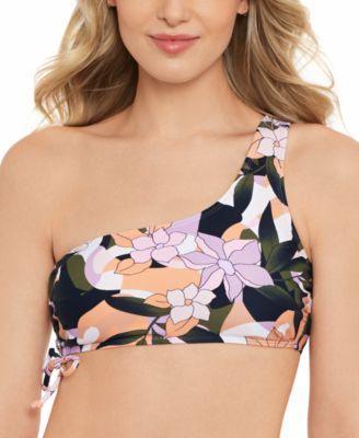 Salt + Cove Juniors Floral-Print One-Shoulder Bikini Top, Created for Macys Product Image