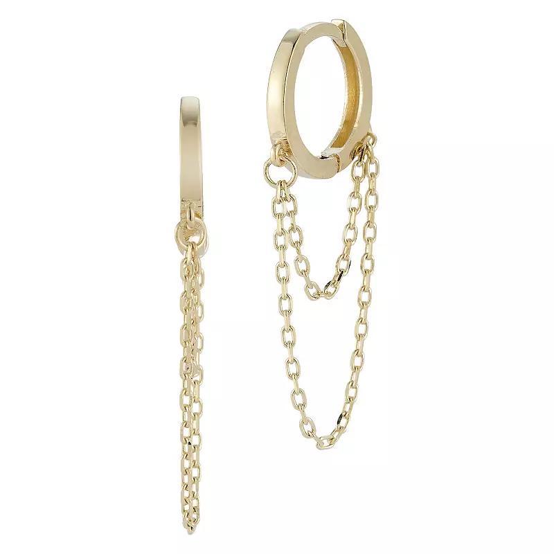 LUMINOR GOLD 14k Gold Chain Huggie Earrings, Womens Product Image