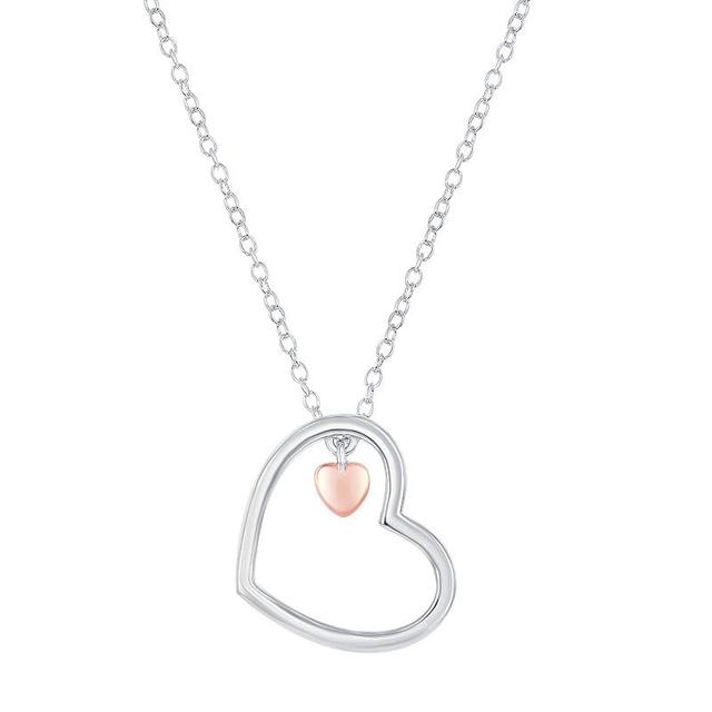 Sterling Silver Double Heart Necklace, Womens Pink Tone Product Image