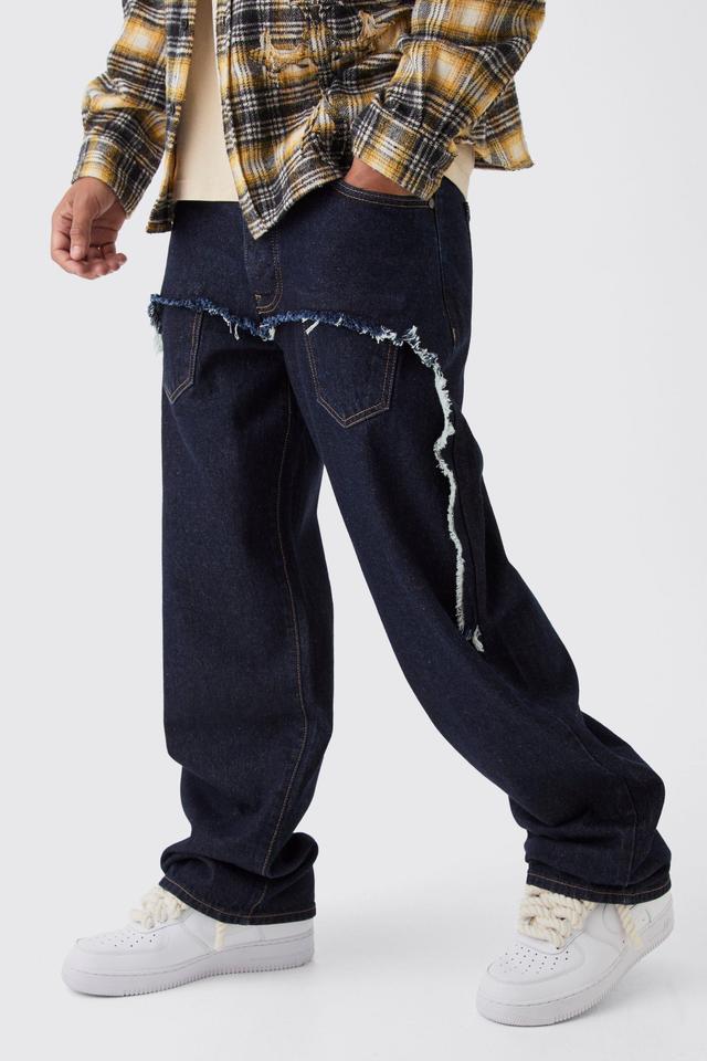 Relaxed Rigid Faux Layer Denim Jeans | boohooMAN USA Product Image