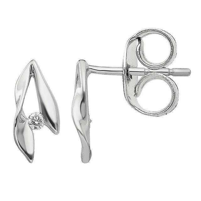 White Ice Sterling Silver Satin & Polished Diamond Accent Earrings, Womens Product Image