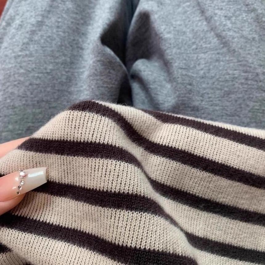 Crew Neck Striped Oversized Sweater Product Image