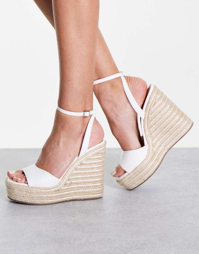 ASOS DESIGN Tasha espadrille wedges in white Product Image