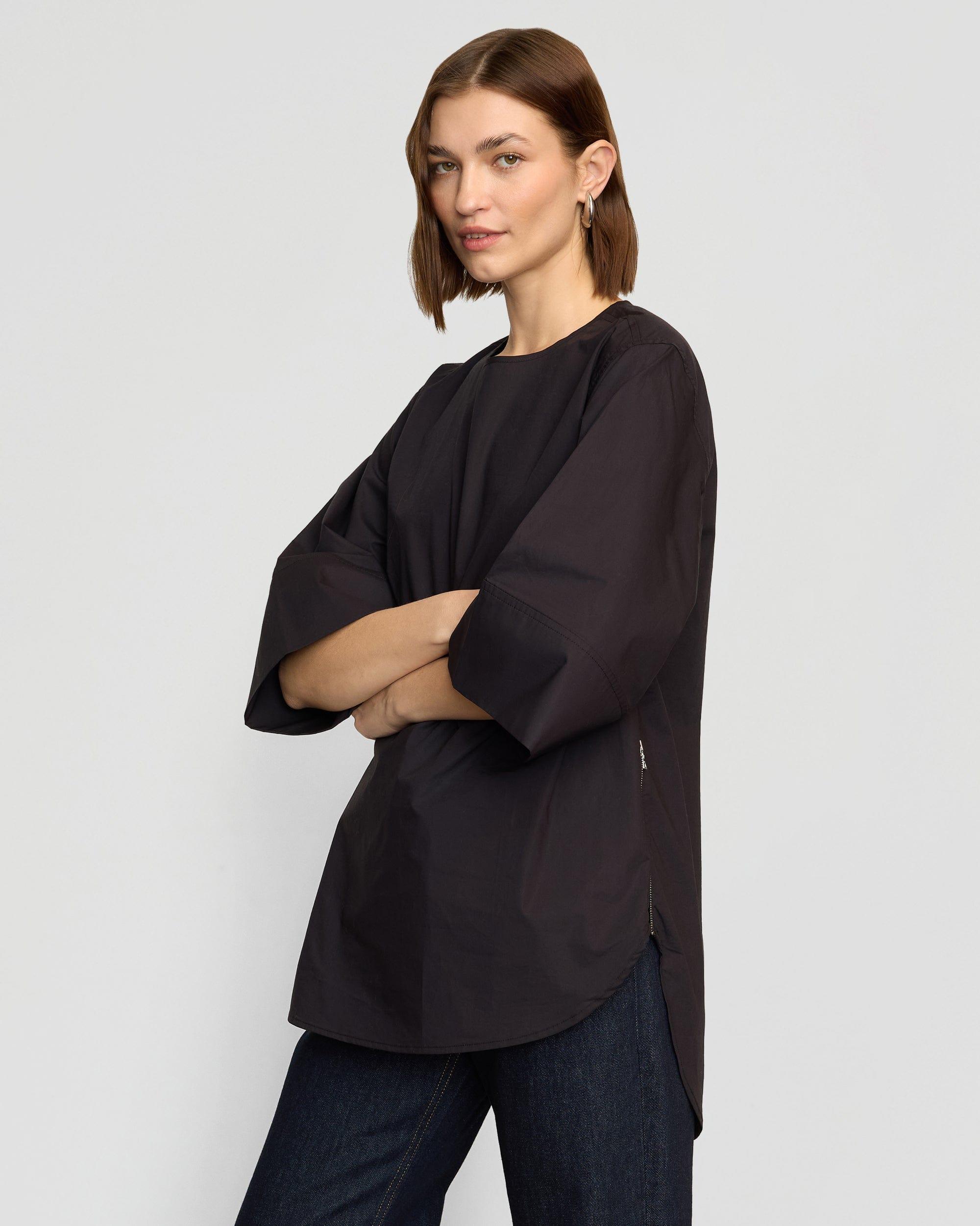 Catie Side-Zip Oversized Tulip-Hem Top Product Image