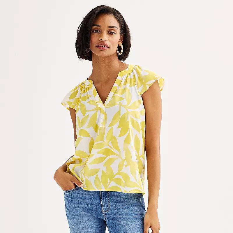 Womens Sonoma Goods For Life V-Neck Flutter Sleeve Top Product Image