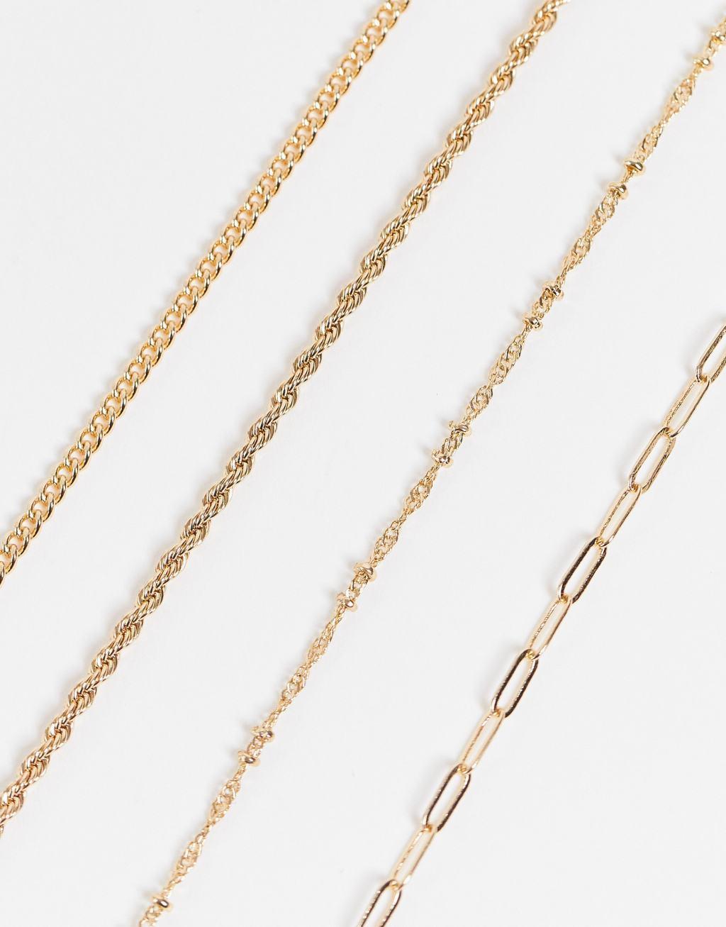 ASOS DESIGN pack of 4 fine chain bracelets Product Image