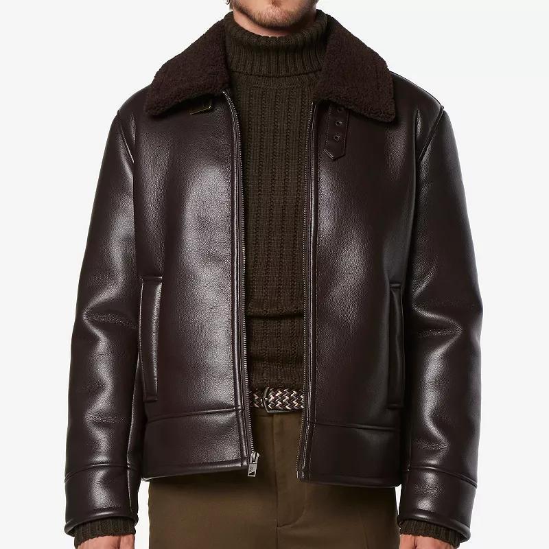 Mens Andrew Marc Cadman Faux Sherpa Collar Pilot Jacket Product Image