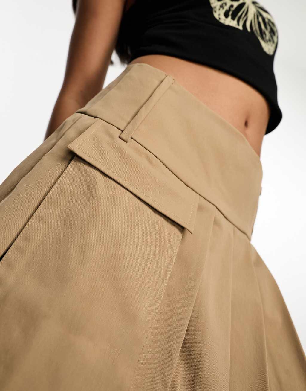 Kyo The Brand utility pocket detail pleated mini skirt in camel  Product Image