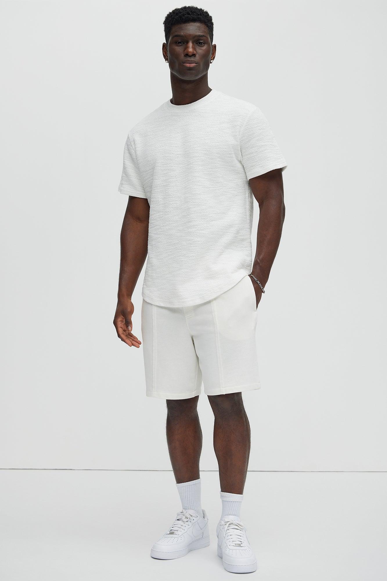 Blaine Textured Scallop Short Sleeve Tee - White Product Image