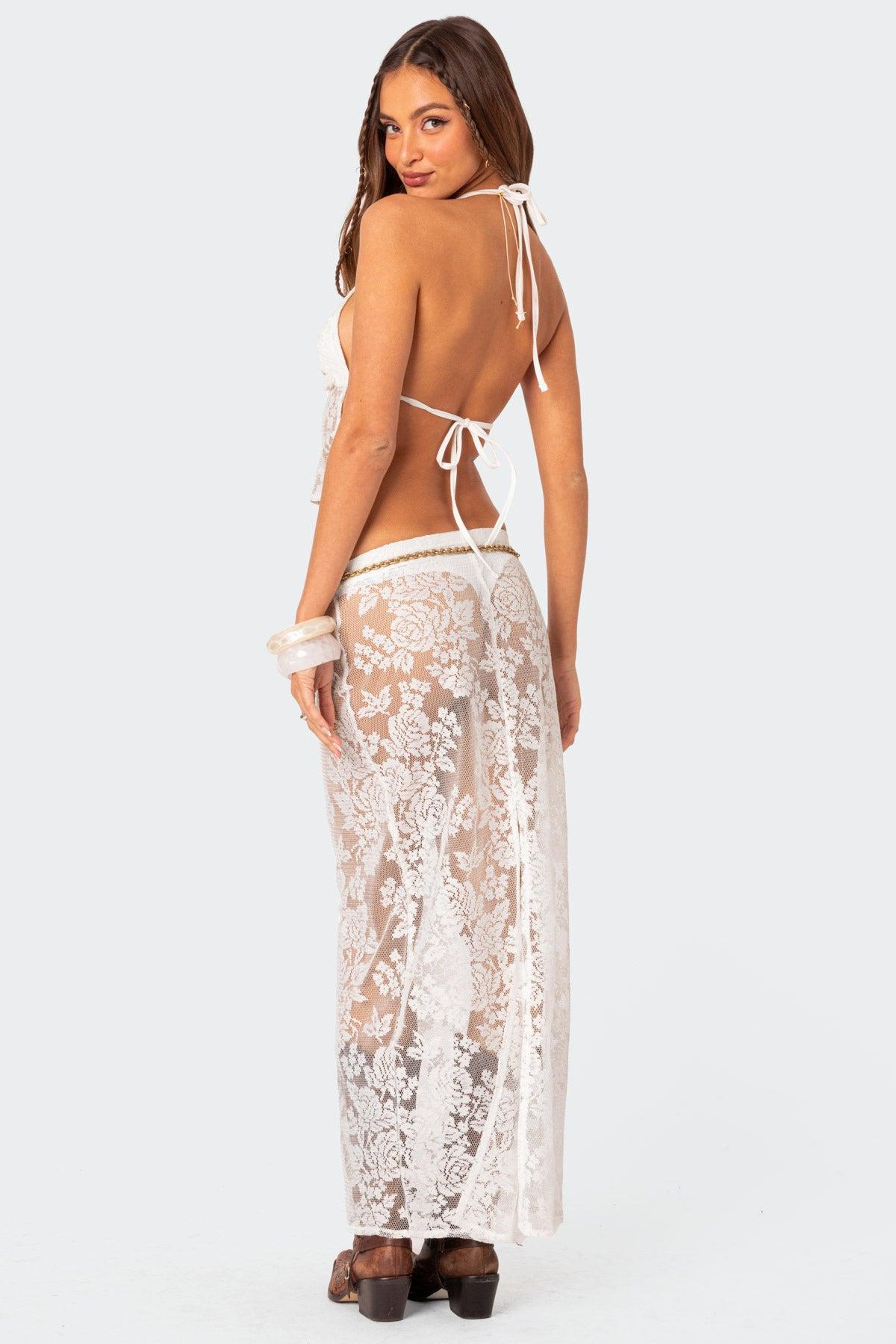 Bess Open Back Sheer Lace Top Product Image