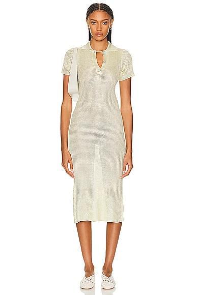 Calle Del Mar Tuck Rib Polo Dress in Yellow Product Image