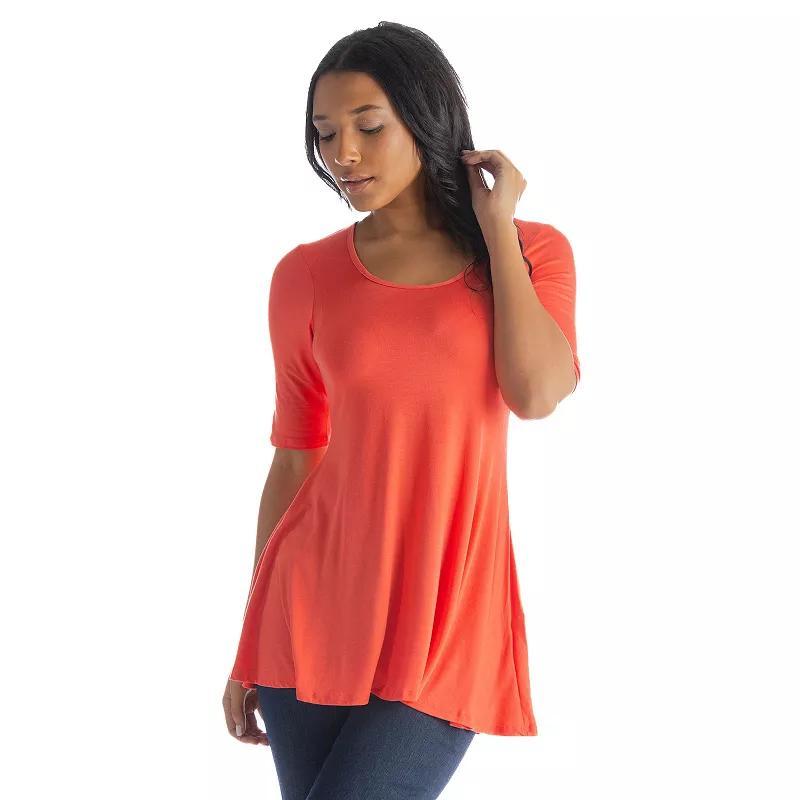 Womens 24Seven Comfort Apparel Elbow Sleeve Swing Tunic Top Product Image