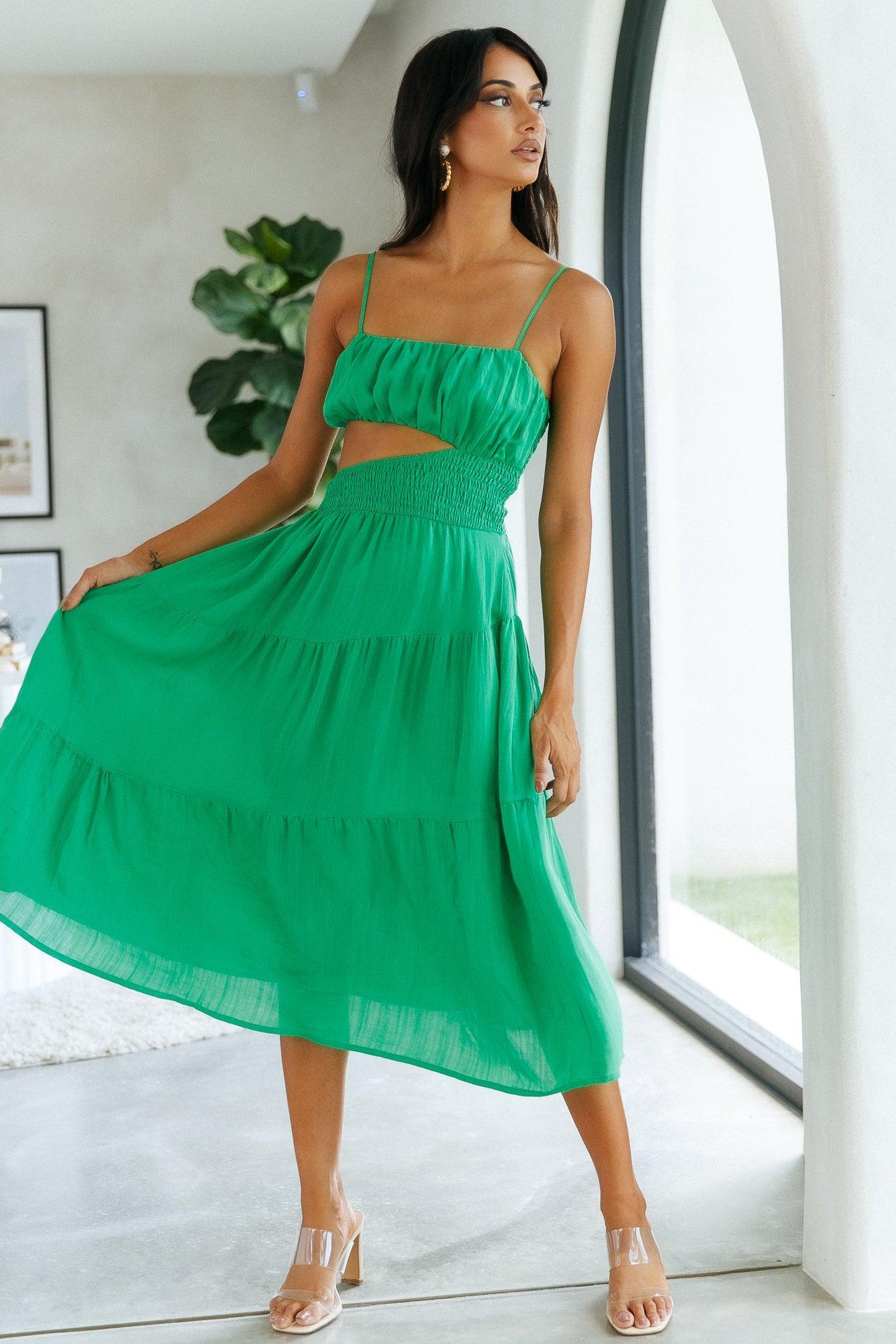 Get Lost In Your Eyes Midi Dress Green Product Image