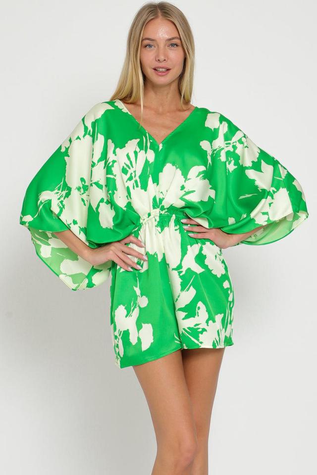 Kimono sleeve tie back neck elastic waisted ROMPER Product Image